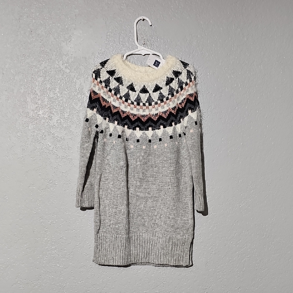 GAP Gray and Cream Patterned Turtleneck Sweater